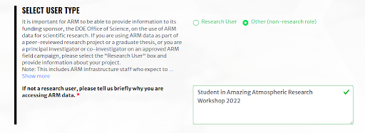 ARM user registration screenshot